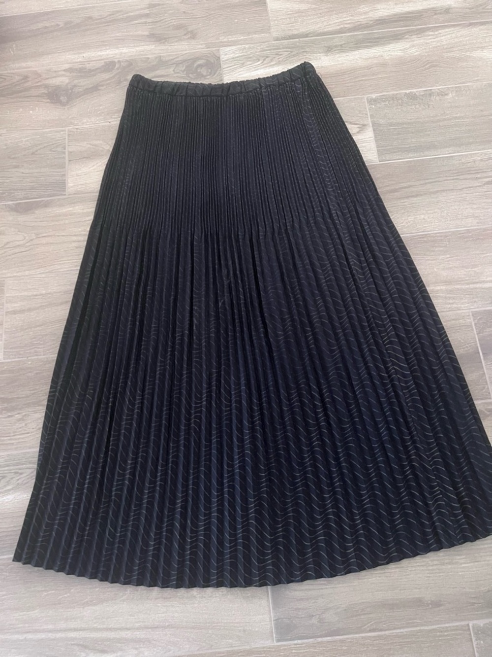 Vintage Jeanne Marc Black Gold Plisse Pleated Maxi Skirt Size 4/6 (XS) Accordion
